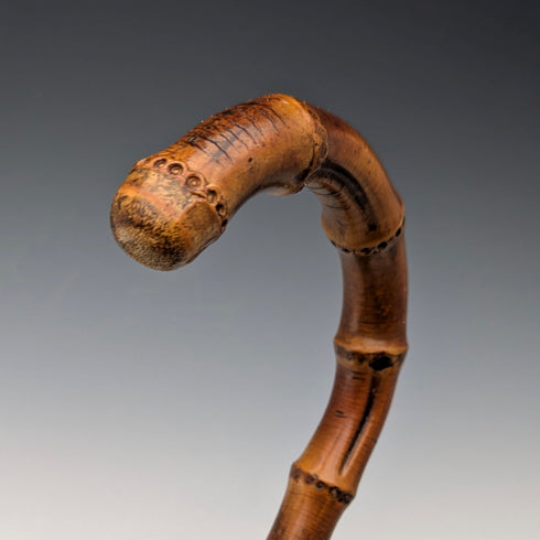 Antique Men's Bamboo Bent Handle Walking Stick 87cm